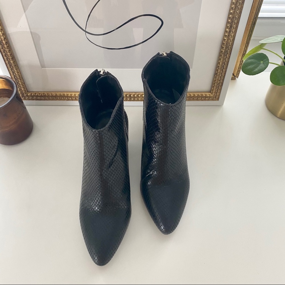 Zara | Black Snakeskin Heeled Booties